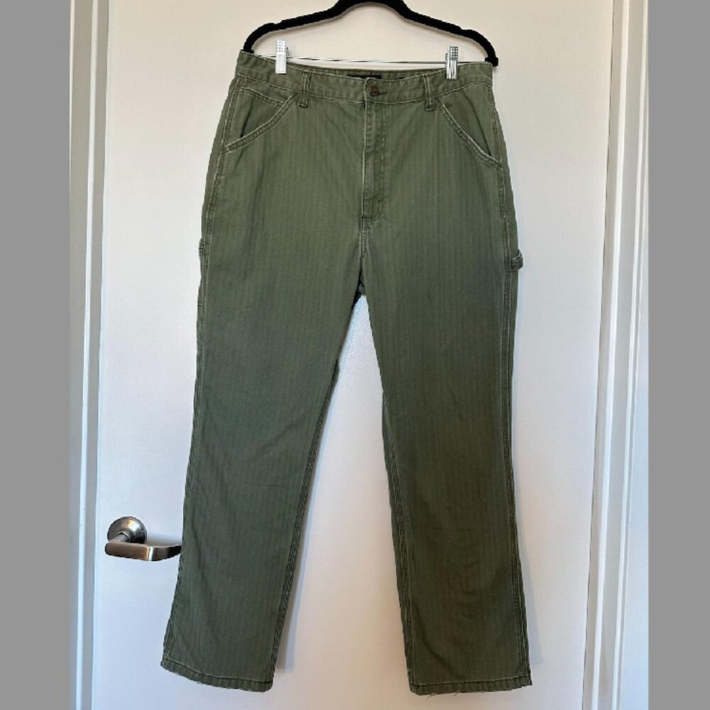 Lee Vintage High Rise Dungaree Ankle Olive Herringbone